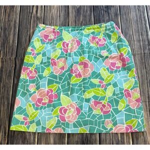 VTG Lilly Pulitzer Womens Skort Skirt 8P Mini Floral Mosaic Multi Resortwear